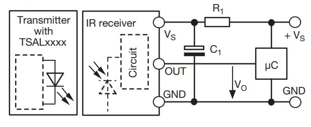 Applikations-Schaltungsdiagramm - Vishay TSOP39x und TSOP59x lineare IR-Empfänger